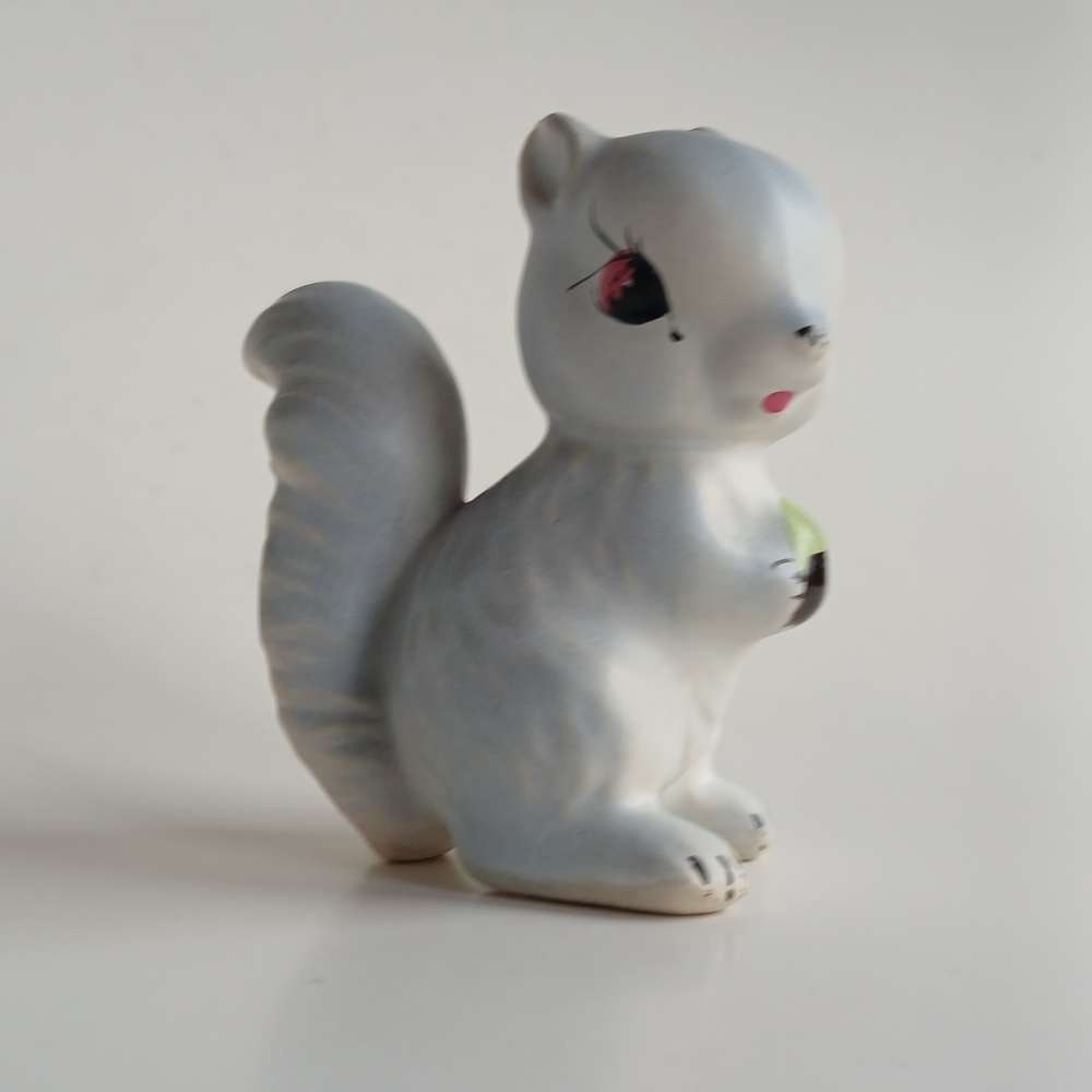 Vintage Gray Ceramic Squirrel Salt Shaker